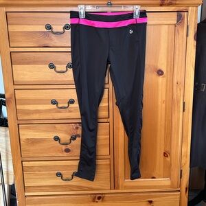 Impact Black Leggings with Bright Pink Waistband
